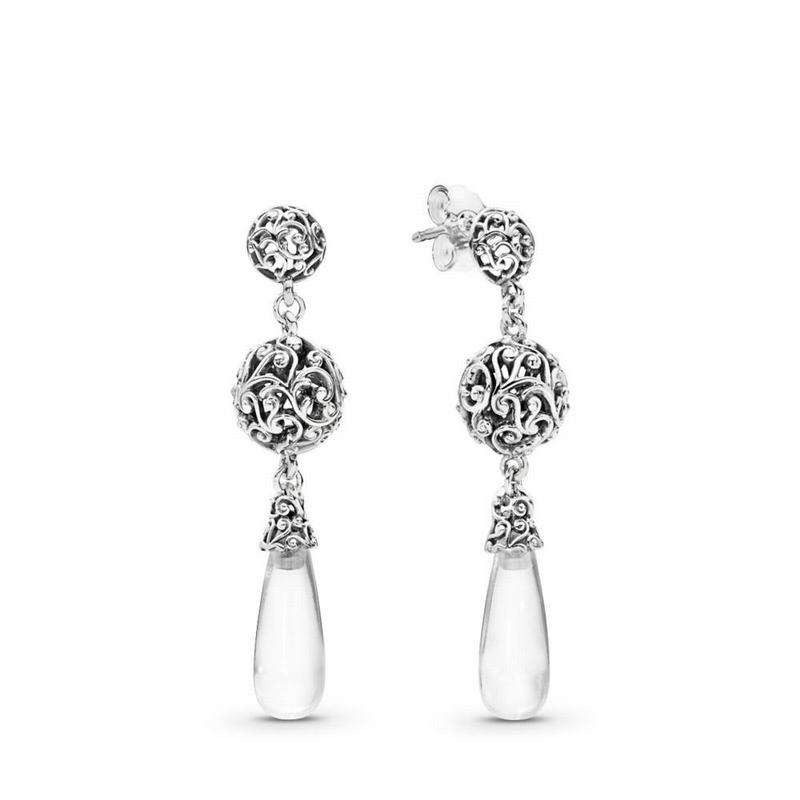 Pandora Regal Droplets Earrings - Sterling Silver/Cubic Zirconia - Canada | ZT3428DS